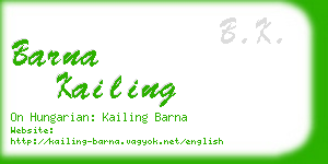 barna kailing business card